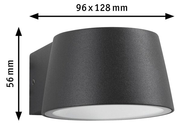 Paulmann LED kültéri falilámpa Capea, antracit, alumínium, IP44, Fekete, Alumínium, Modern