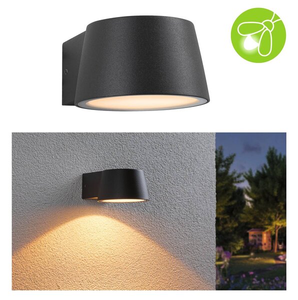 Paulmann LED kültéri falilámpa Capea, antracit, alumínium, IP44, Fekete, Alumínium, Modern