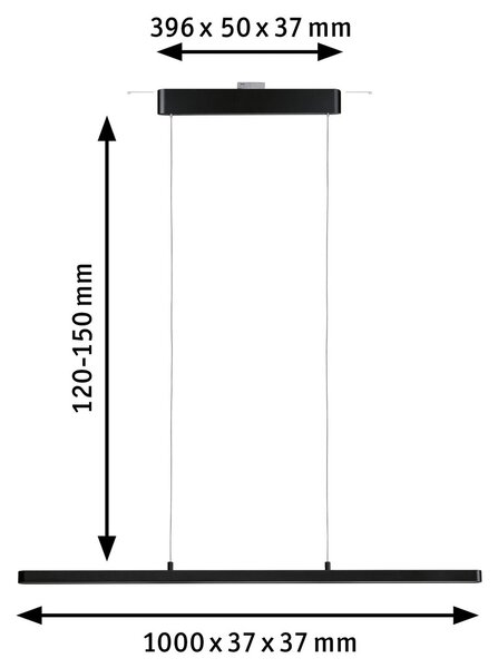 Paulmann URail Lento LED függő ZigBee CCT fekete, dimmelhető, Fekete, Nappali / Étkező, fém, Modern