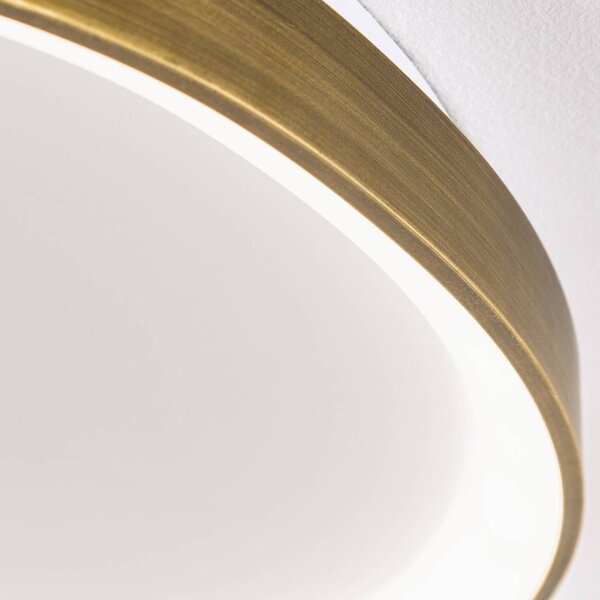 ORION Charlie LED mennyezeti lámpa, Ø 65 cm, opál fehér, antik sárgaréz színben, Bronz / antik sárgaréz, Nappali / Étkező, Műanyag, Modern