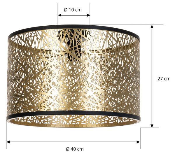 Lindby mennyezeti lámpa Yonah, arany színű, fém, Ø 40 cm, E27, dimmelhető, Sárgaréz / arany, Nappali / Étkező, Textil / szövet / selyem, Vidéki otthon / Rusztikus