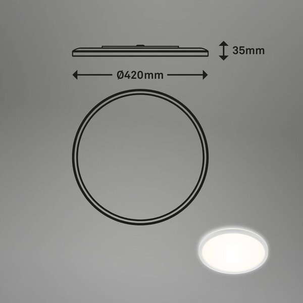Briloner LED fürdőszobai mennyezeti lámpa Slim Drip, fehér, Ø 42 cm, Fehér / opál, Fürdőszoba, Műanyag, Modern