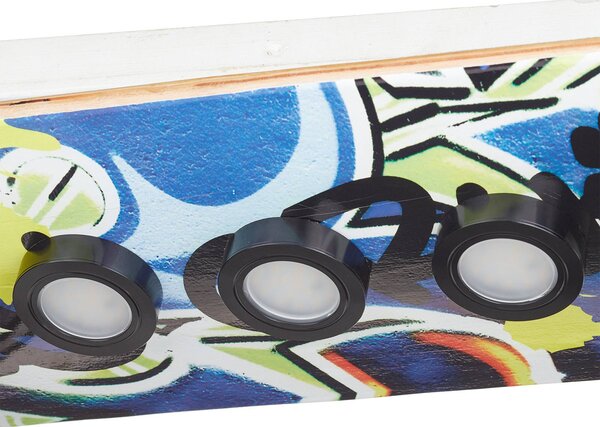 Evotec Skateboard LED mennye. lámpa Easy Cruiser Graffiti, dimmelhető, Kék, Gyermekszoba, Fa, Dizájn