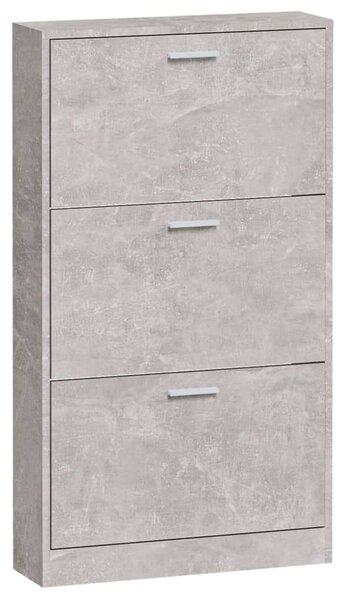 VidaXL Cipőtartó Szekrény - 3 Fiókos - Betonszürke - 59x17x108 cm