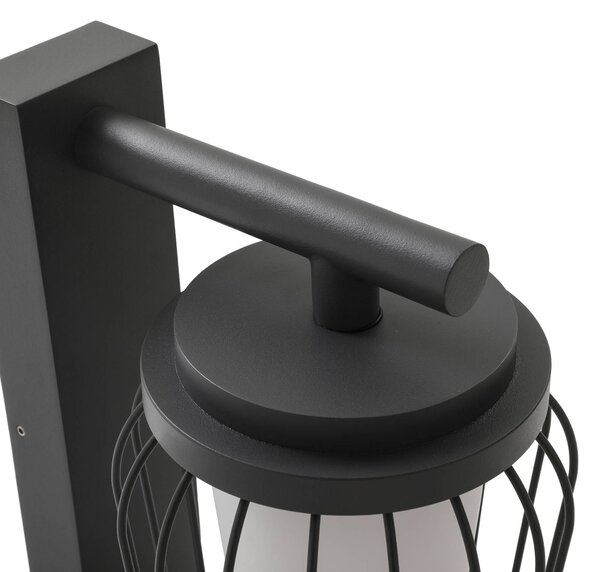 Lucande Chandan kültéri fali lámpa, 30 cm, antracit, érzékelővel, dimmelhető, Fekete, Alumínium, Modern