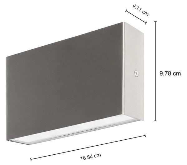 Arcchio LED kültéri falilámpa Karline, 1060 lm, rozsdamentes acél, IP65, Alu / szürke / cink, Rozsdamentes acél, Modern