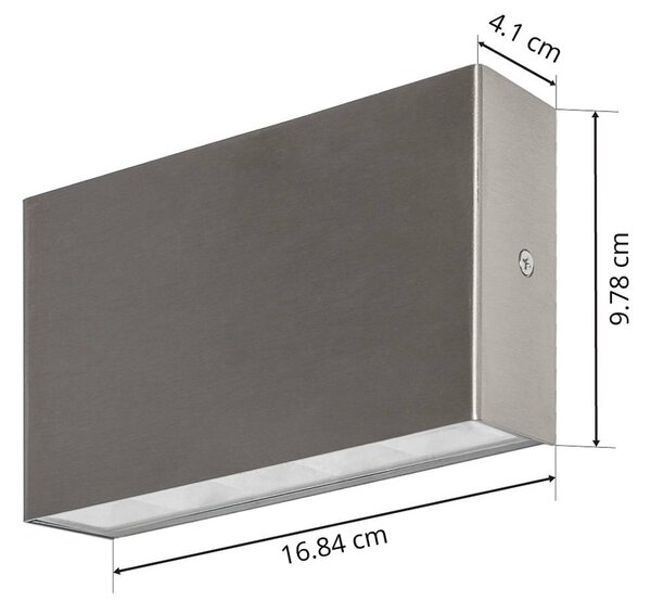 Arcchio LED kültéri falilámpa Karline, 1060 lm, rozsdamentes acél, IP65, Alu / szürke / cink, Rozsdamentes acél, Modern