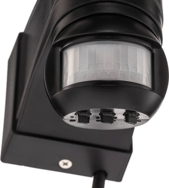 PRIOS Prios LED kültéri fali reflektor Avayah, mozgásérzékelő, IP44, Fekete, Alumínium, Modern