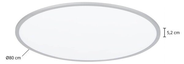 Lindby LED mennyezeti lámpa Narima, CCT, Ø 80 cm, ezüst, dimmelhető, Alu / szürke / cink, Konyha, Műanyag, Modern