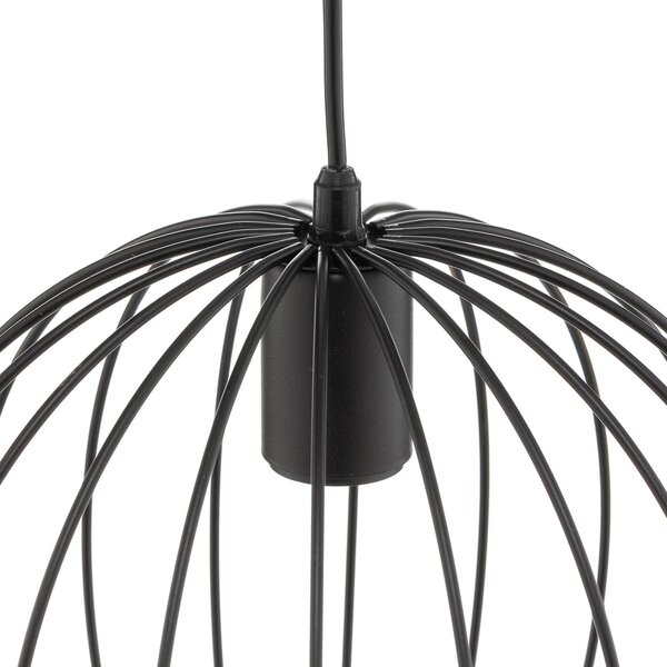 HELAM Cumera függő világítás, ketrec árnyékolóval, Ø 30 cm, dimmelhető, Fekete, Nappali / Étkező, fém, Modern