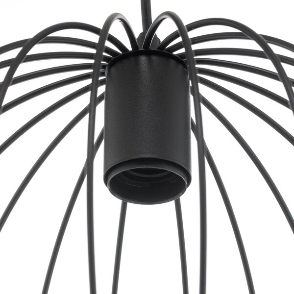 HELAM Cumera függő világítás, ketrec árnyékolóval, Ø 30 cm, dimmelhető, Fekete, Nappali / Étkező, fém, Modern