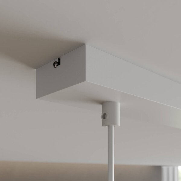 Luminex Noak lógó világítás, fehér/természetes fa, 3 izzós, hosszú, dimmelhető, Fehér / opál, Nappali / Étkező, fém, Modern