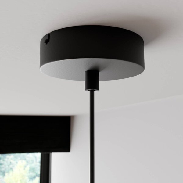 Luminex Noak lógó világítás, fekete/természetes fa, Ø 17 cm, dimmelhető, Fekete, Nappali / Étkező, fém, Modern