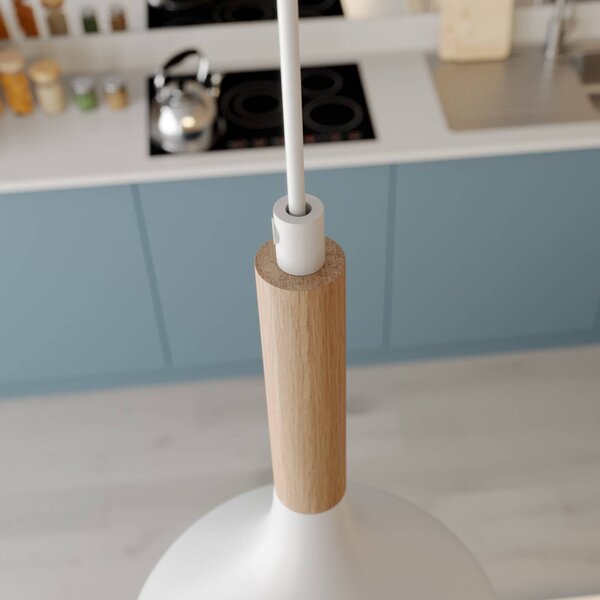 Luminex Noak lógó világítás, fehér/természetes fa, Ø 17 cm, dimmelhető, Fehér / opál, Nappali / Étkező, fém, Modern