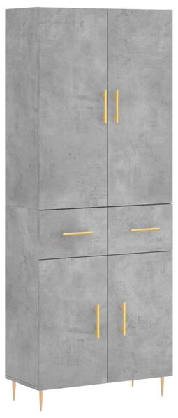 Betonszürke szerelt fa magasszekrény 69,5 x 34 x 180 cm