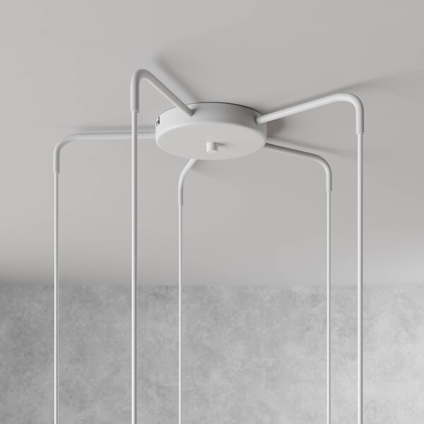 Luminex Sool lógó lámpa, fehér, Ø 53 cm, 5 izzós, fém, E27, dimmelhető, Fehér / opál, Nappali / Étkező, fém