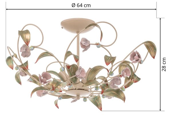 Luminex Mennyezeti világítás Rose csillár, 5 izzós, dimmelhető, Többszínű, Nappali / Étkező, fém, Firenzei