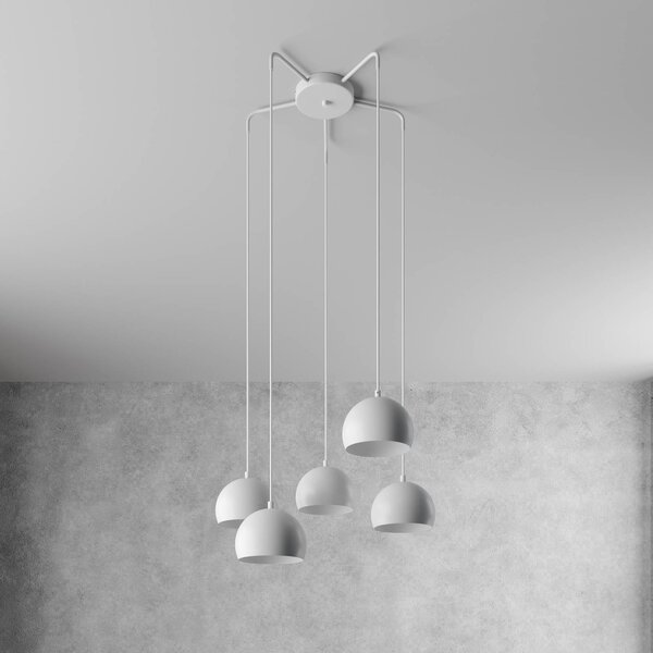 Luminex Sool lógó lámpa, fehér, Ø 53 cm, 5 izzós, fém, E27, dimmelhető, Fehér / opál, Nappali / Étkező, fém