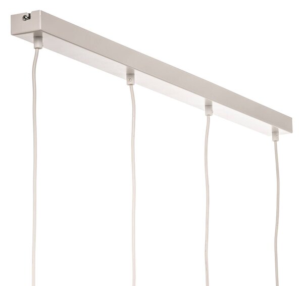 Luminex Noak lógó világítás, fehér/természetes fa, 4 izzós, hosszú, dimmelhető, Fehér / opál, Nappali / Étkező, fém