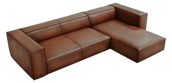 Konyakbarna bőr sarokkanapé (jobb oldali) Madame – Windsor & Co Sofas