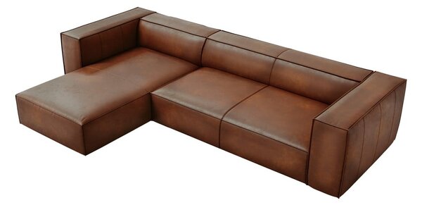 Konyakbarna bőr sarokkanapé (bal oldali) Madame – Windsor & Co Sofas
