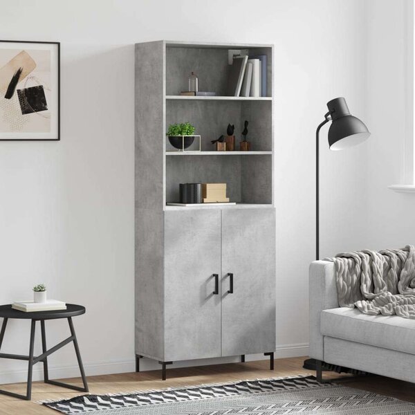 Modern Magas Szekrény - Beton Szürke - 69,5x34x180 cm