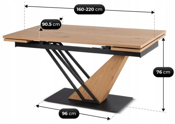 JAKS Rex bővíthető étkezőasztal 160–240 cm, tölgy