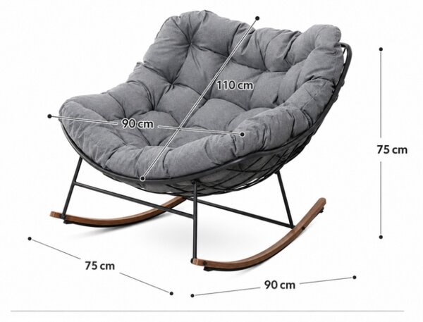 JAKS LOUNGE KR42 szürke kerti hintaszék