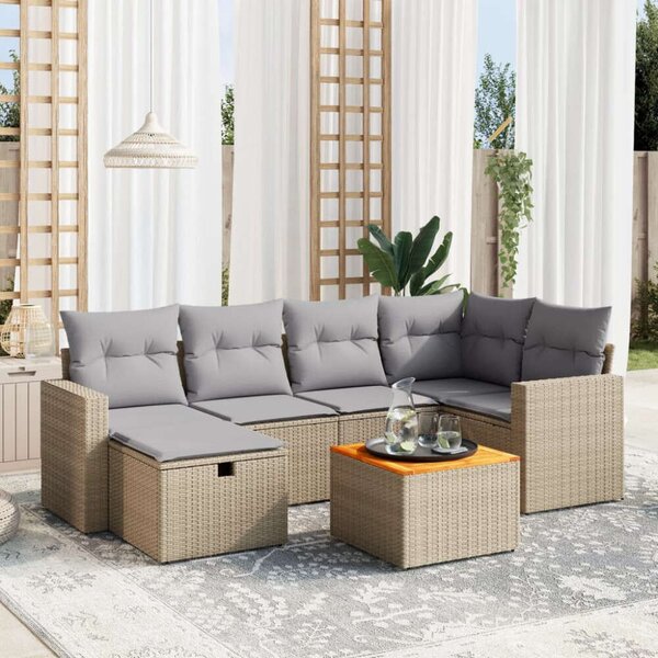 VidaXL Polyrattan Kerti Ülőgarnitúra - 7 részes