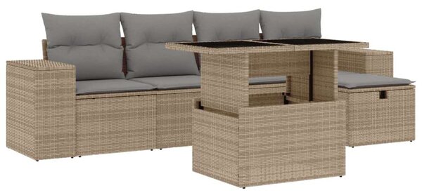 VidaXL Polyrattan Kerti Ülőgarnitúra - 6 részes - Bézs