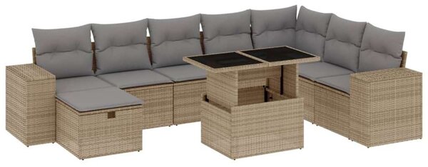 VidaXL Polyrattan Kerti Ülőgarnitúra - 9 részes - Bézs
