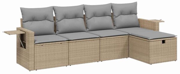 Polyrattan Kerti Ülőgarnitúra - 5 részes - Bézs