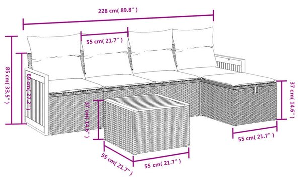 VidaXL Polyrattan Kerti Ülőgarnitúra - 6 részes