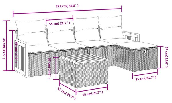 VidaXL Polyrattan Kerti Ülőgarnitúra - 6 részes