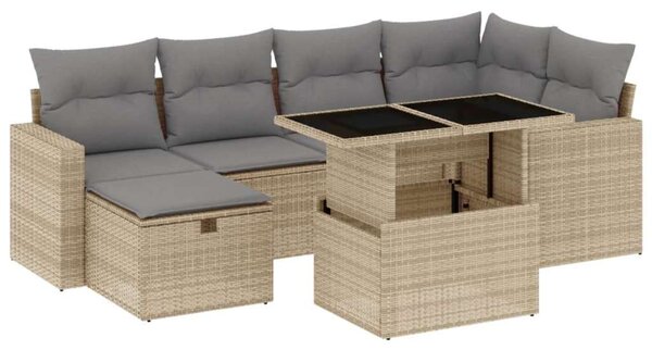 VidaXL Polyrattan Kerti Ülőgarnitúra - 7 részes - Bézs