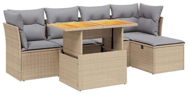 Polyrattan Kerti Ülőgarnitúra - 6 részes - Bézs