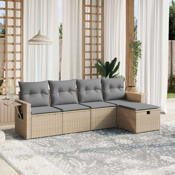 Polyrattan Kerti Ülőgarnitúra - 5 részes - Bézs