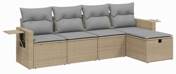 Polyrattan Kerti Ülőgarnitúra - 5 részes - Bézs