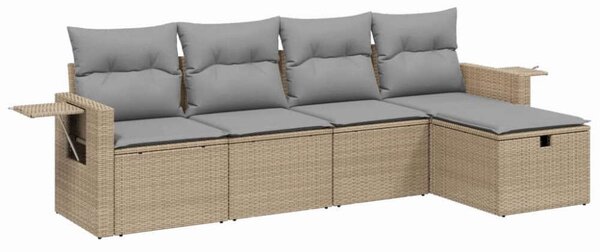 Polyrattan Kerti Ülőgarnitúra - 5 részes - Bézs