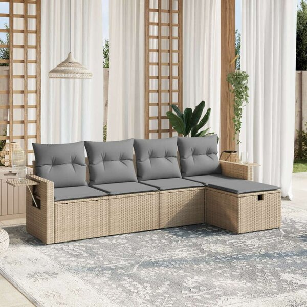 Polyrattan Kerti Ülőgarnitúra - 5 részes - Bézs