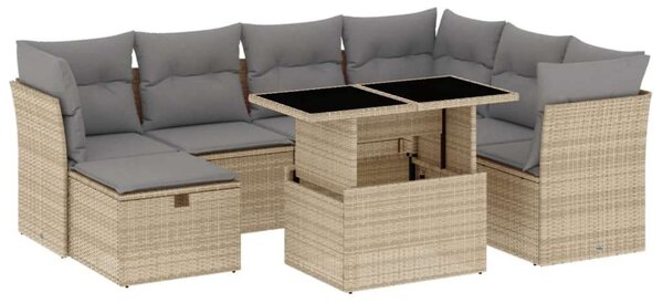 Polyrattan Kerti Ülőgarnitúra - 8 részes - Bézs