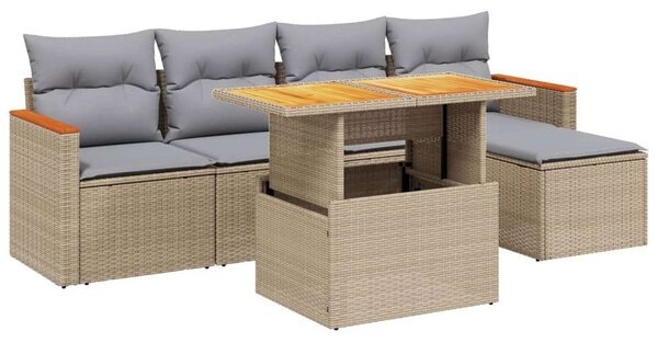 VidaXL Polyrattan Kerti Ülőgarnitúra - 6 részes - Bézs