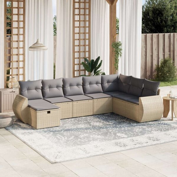 VidaXL Polyrattan Kerti Ülőgarnitúra - 8 részes - Bézs