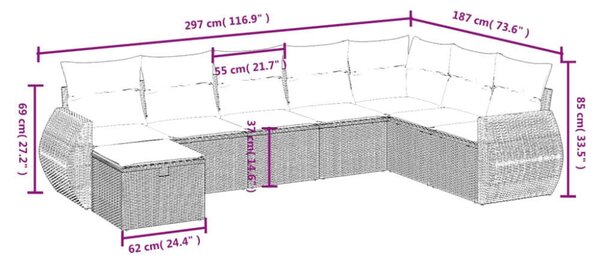 VidaXL Polyrattan Kerti Ülőgarnitúra - 8 részes - Bézs