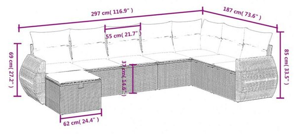 VidaXL Polyrattan Kerti Ülőgarnitúra - 8 részes - Bézs