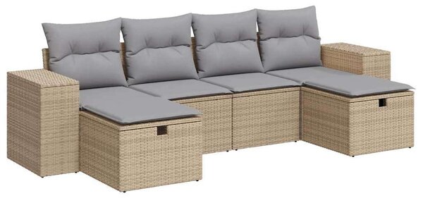 Polyrattan Kerti Ülőgarnitúra - 6 részes - Bézs