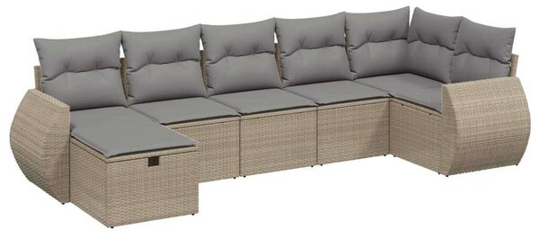 Polyrattan Kerti Ülőgarnitúra - 7 részes - Bézs