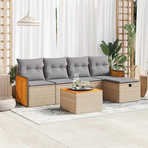 VidaXL Polyrattan Kerti Ülőgarnitúra - 6 részes, Bézs