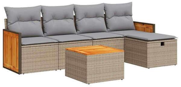 VidaXL Polyrattan Kerti Ülőgarnitúra - 6 részes, Bézs