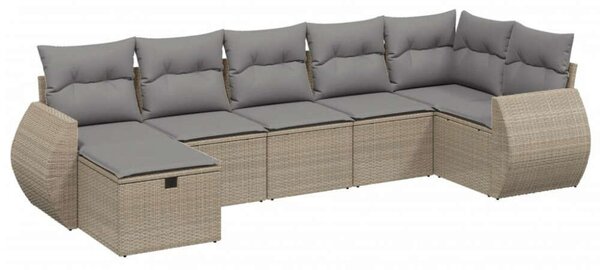 Polyrattan Kerti Ülőgarnitúra - 7 részes - Bézs